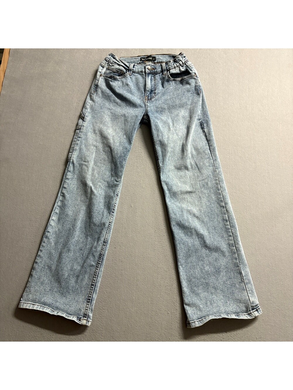 Chic Connect Girls Wide Leg Jeans Size 10 Light Wash Denim Carpenter Utility